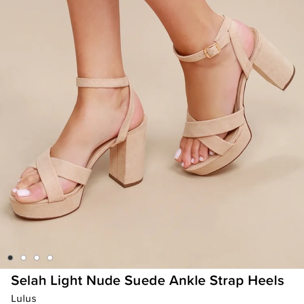 Lulus Selah Light Nude Suede Ankle Strap Heels